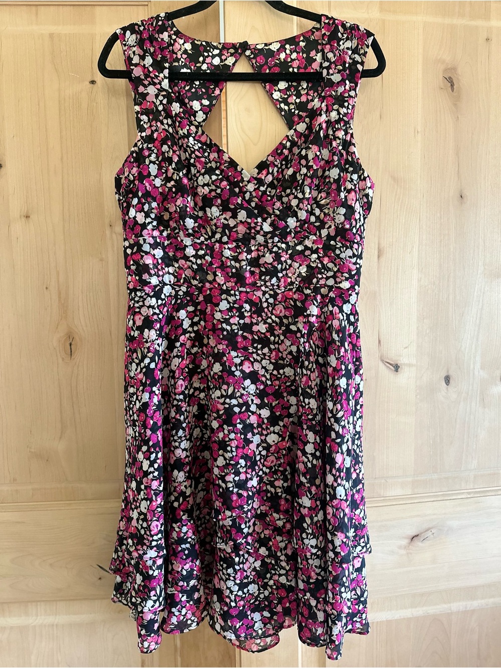 White House Black Market Floral Fit-and-Flare Silky Dress